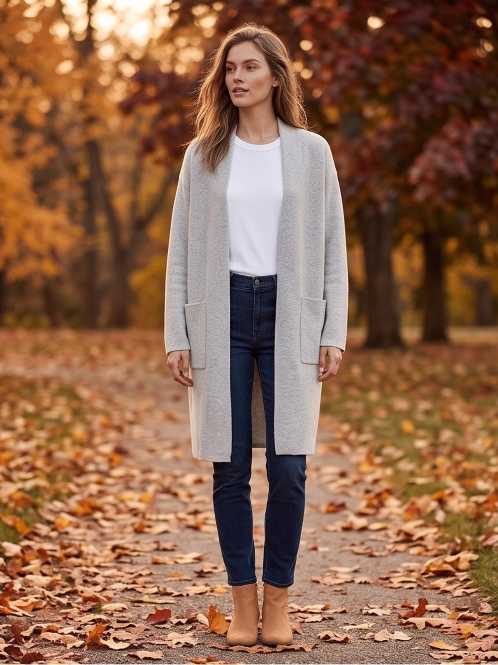 Aritzia Babaton Grey Wool Blend Long Open-Front Cardigan – Size M